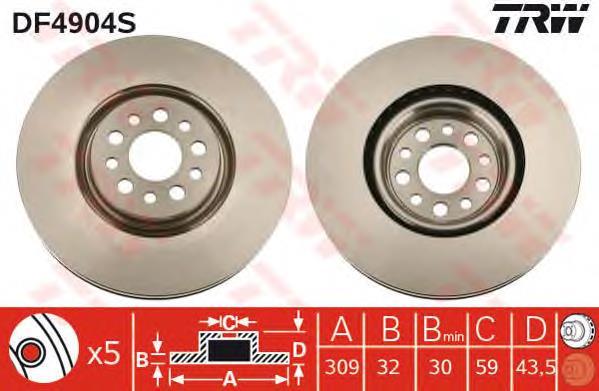 Comprar DF4904S TRW Freno de disco delantero