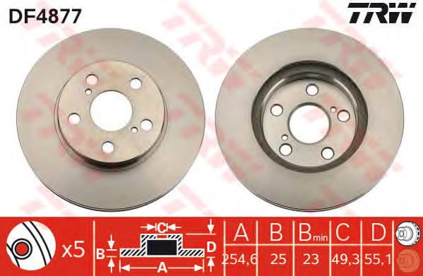 Disco de freno DF4877 TRW
