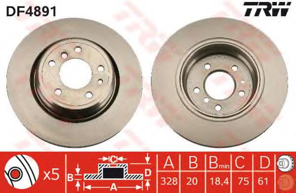 DF4891 TRW Freno de disco trasero