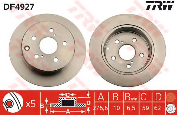Comprar DF4927 TRW Disco de freno trasero