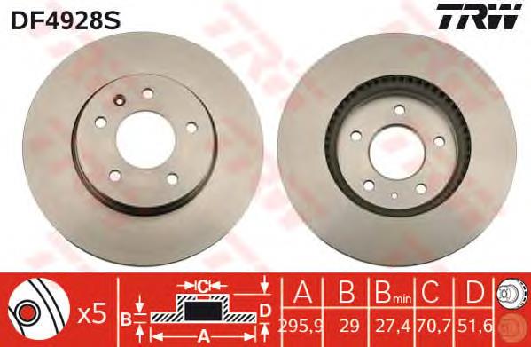 Disco de freno DF4928S TRW