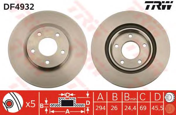 Disco de freno delantero TRW DF4932