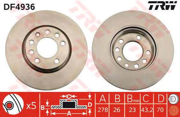 Comprar DF4936 TRW Freno de disco delantero