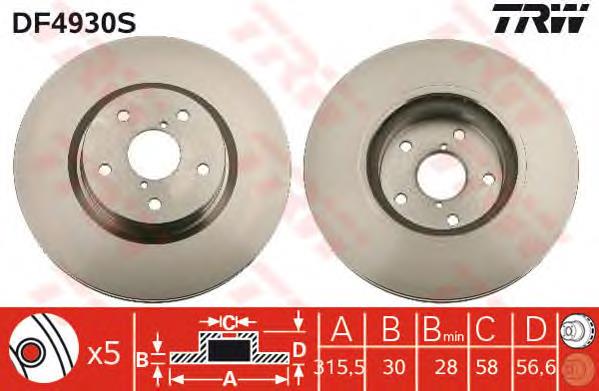 Frenos delanteros TRW DF4930S precio, desde 75,05 EUR