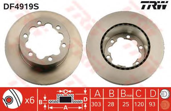 DF4919S TRW Freno de disco trasero