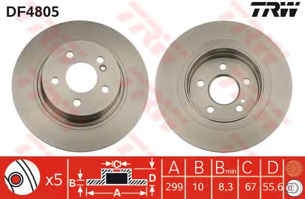 Comprar DF4805 TRW Disco de freno trasero