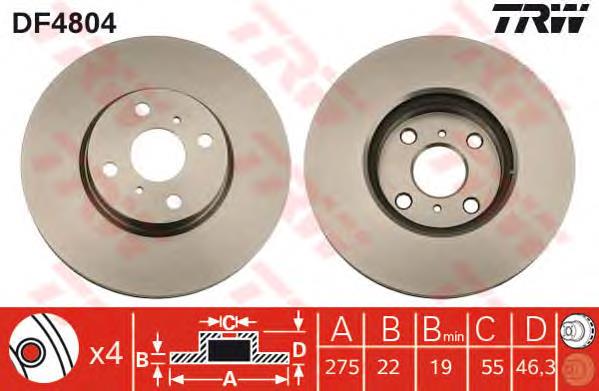Disco de freno DF4804 TRW