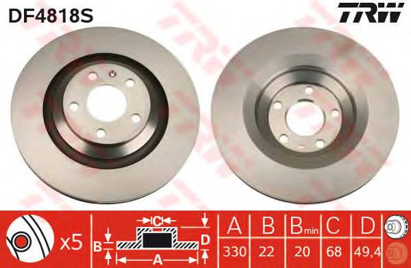 Comprar DF4818S TRW Disco de freno trasero