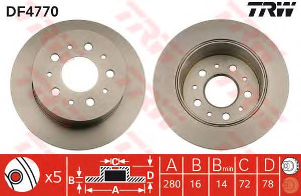 Disco de freno trasero TRW DF4770 precio, desde 45,01 EUR