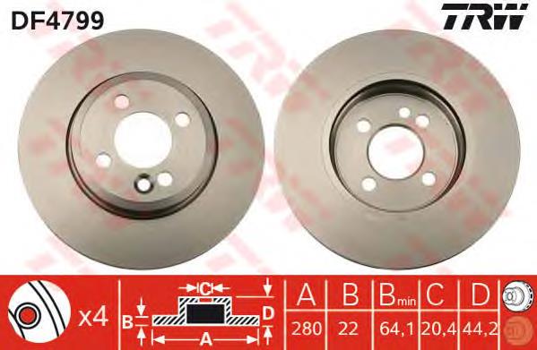 Frenos delanteros TRW DF4799 precio, desde 35,82 EUR