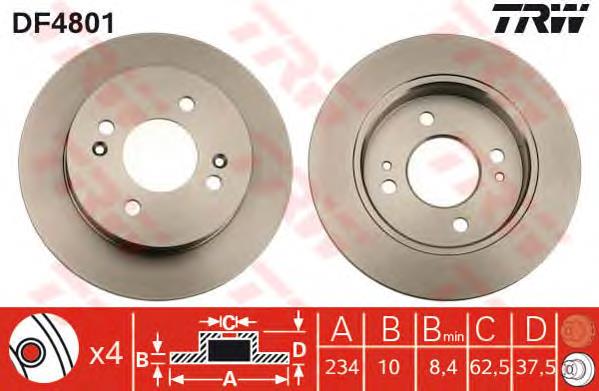 Disco de freno trasero TRW DF4801 precio, desde 25,46 EUR