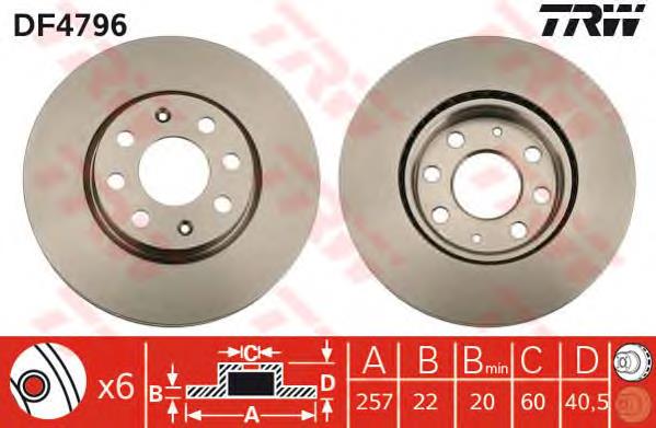 Disco de freno DF4796 TRW