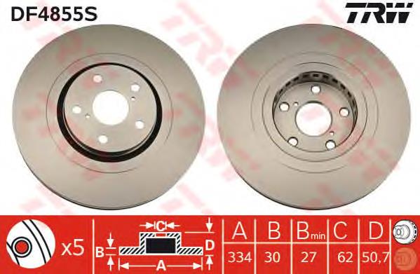 Disco de freno DF4855S TRW