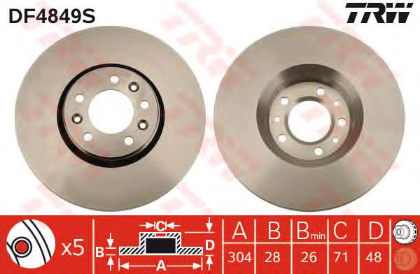 Disco de freno delantero TRW DF4849S