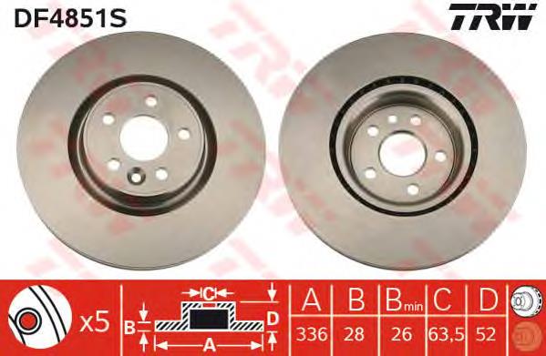 Freno de disco delantero DF4851S TRW