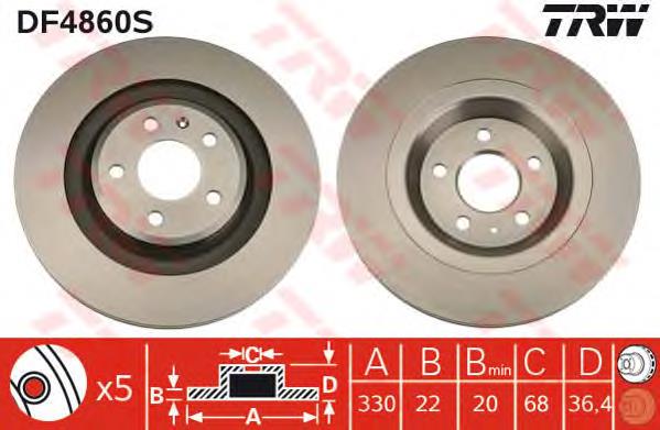 Disco de freno trasero TRW DF4860S precio, desde 54,60 EUR
