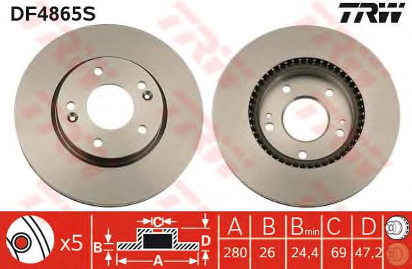 Disco de freno DF4865S TRW