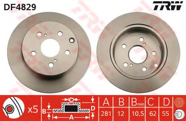 Comprar DF4829 TRW Disco de freno trasero