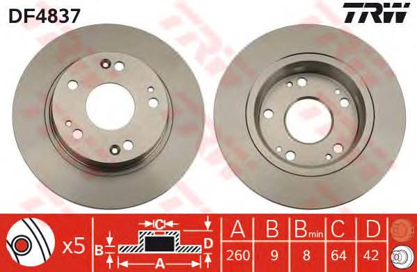 DF4837 TRW Freno de disco trasero