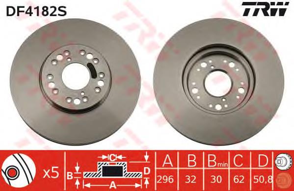 Frenos delanteros TRW DF4182S precio, desde 61,65 EUR