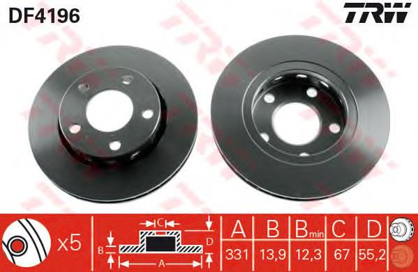Disco de freno trasero TRW DF4196 precio, desde 49,27 EUR