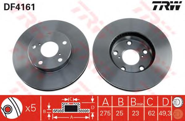 Disco de freno DF4161 TRW