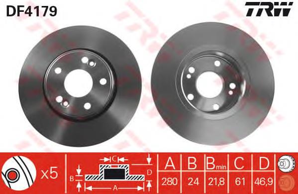 Disco de freno delantero TRW DF4179