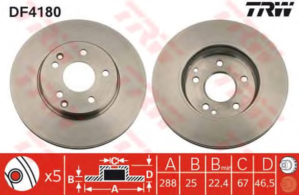 Frenos delanteros TRW DF4180 precio, desde 34,15 EUR