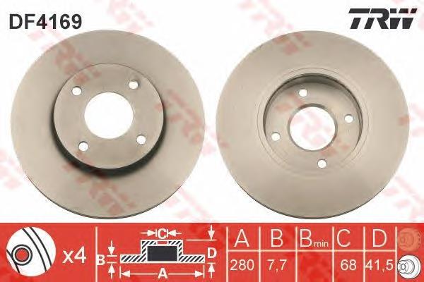 Disco de freno delantero TRW DF4169