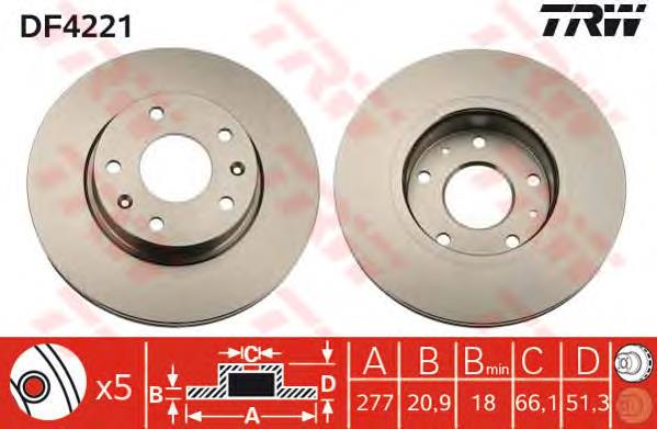 Comprar DF4221 TRW Freno de disco delantero