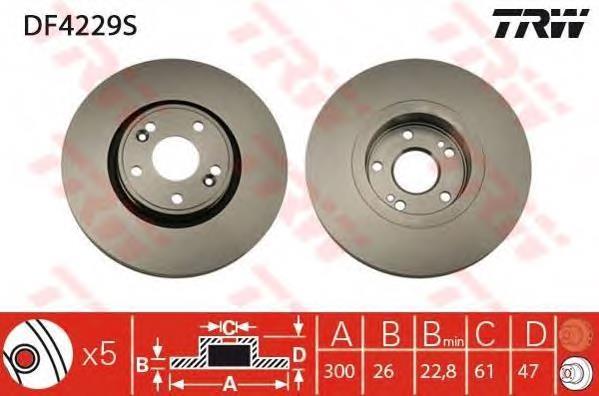 Disco de freno delantero TRW DF4229S