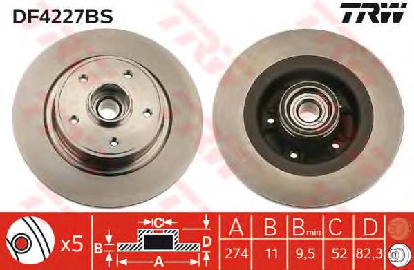 Disco de freno trasero TRW DF4227BS precio, desde 93,30 EUR