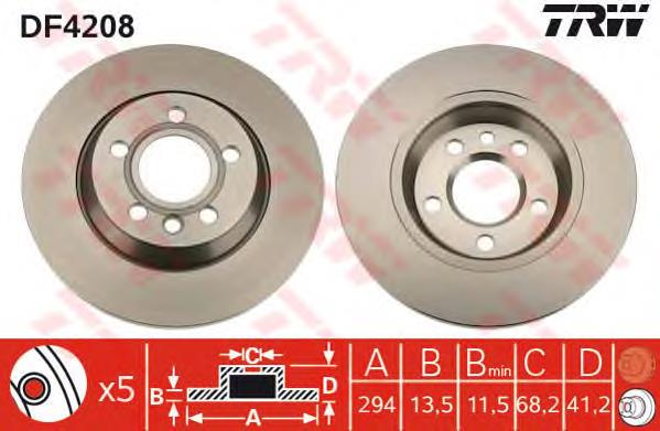 Comprar DF4208 TRW Disco de freno trasero