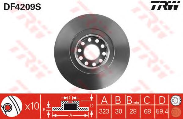Disco de freno delantero TRW DF4209S