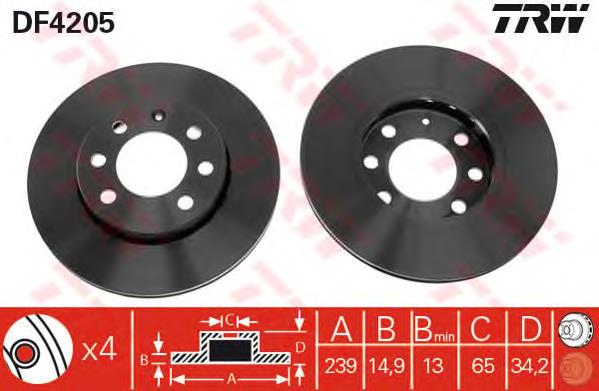Disco de freno delantero TRW DF4205
