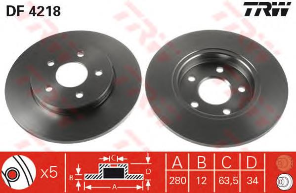 Comprar DF4218 TRW Disco de freno trasero