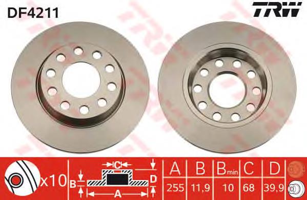 DF4211 TRW Freno de disco trasero