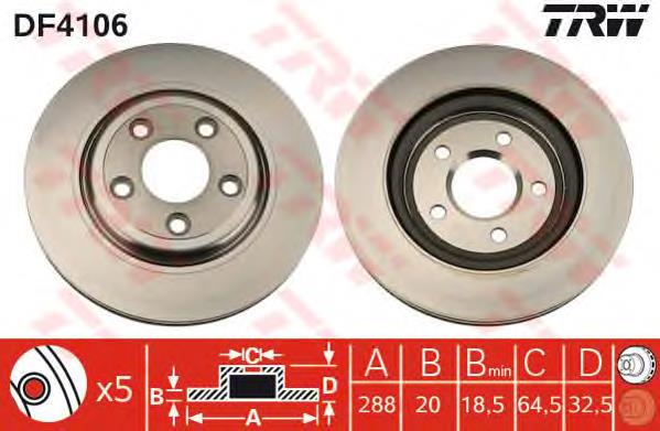 DF4106 TRW Freno de disco trasero