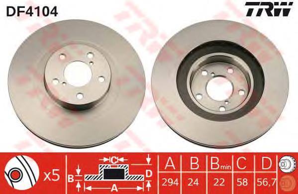 Frenos delanteros TRW DF4104 precio, desde 40,34 EUR