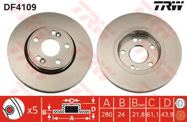 Disco de freno delantero TRW DF4109