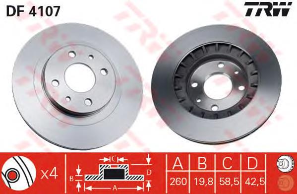 Comprar DF4107 TRW Freno de disco delantero
