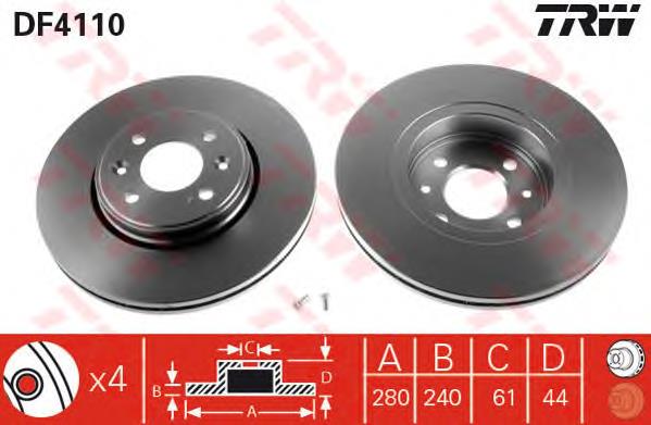 Disco de freno DF4110 TRW