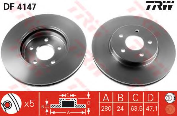 Disco de freno delantero TRW DF4147