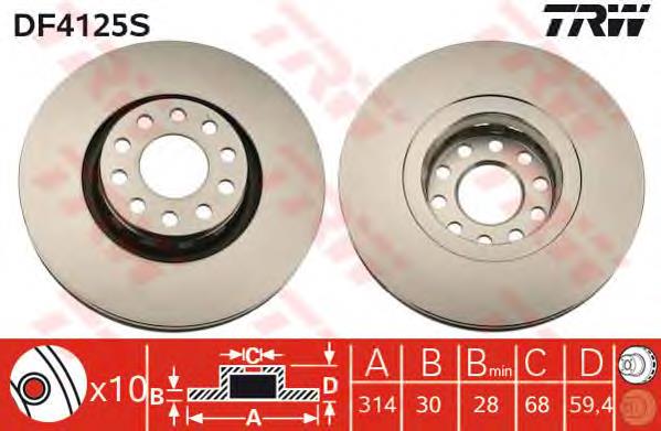 Comprar DF4125S TRW Freno de disco delantero