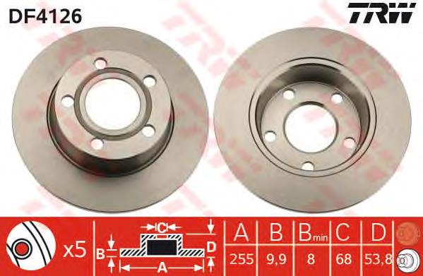 Comprar DF4126 TRW Disco de freno trasero