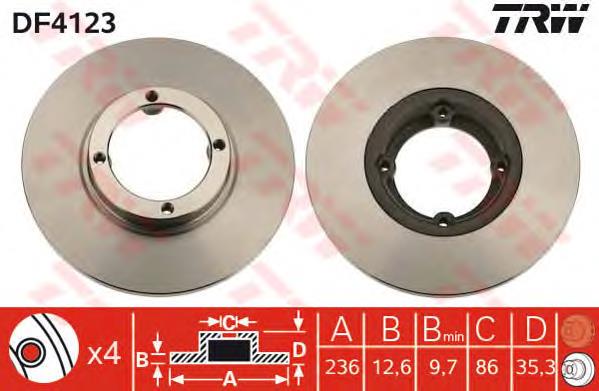 Disco de freno delantero TRW DF4123