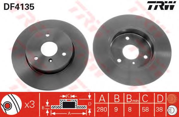 Disco de freno DF4135 TRW