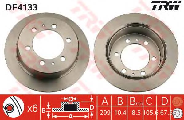 Disco de freno trasero TRW DF4133 precio, desde 33,25 EUR