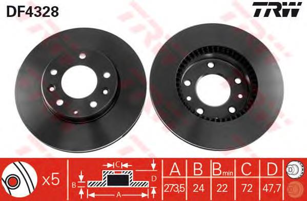 Frenos delanteros TRW DF4328 precio, desde 38,15 EUR