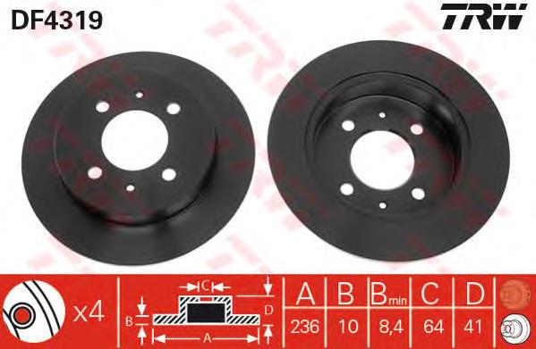 Comprar DF4319 TRW Disco de freno trasero